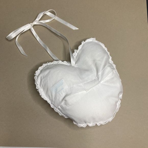 Princess Linens Music Pillow White It’s A Small World Heart Shape Smocking Bear - Picture 3 of 14